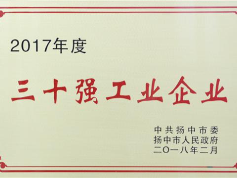 GALAXY银河国际集团提升2017年度扬中市“三十强”前五位